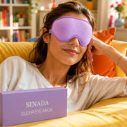 Sinada Premium 3D Uyku Göz Maskesi Köpük Uyku Bandı - Lila
